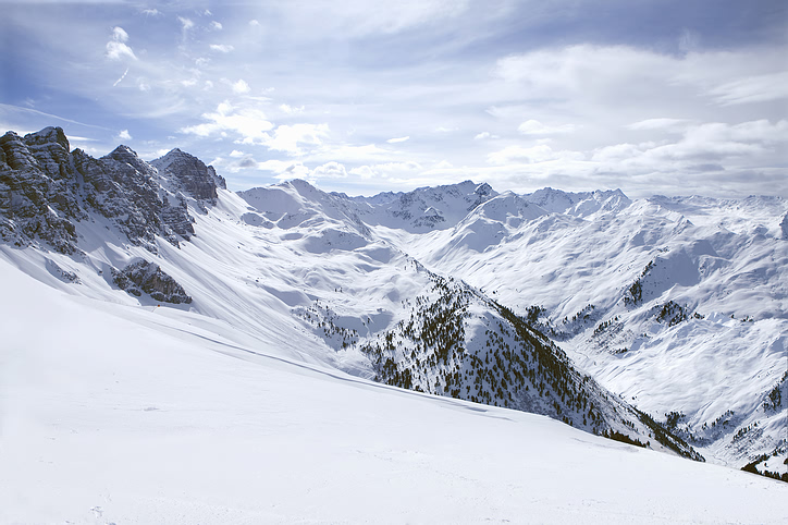 View of snowy mountain range